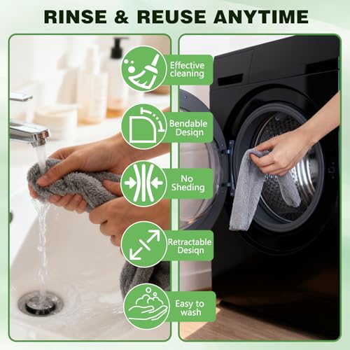 Retractable Gap Dust Cleaning Artifact, Extendable Duster Cleaning Tool with Bendable & Removable Head, Reusable Washable Dusting Wand for Home, Ceiling, Blinds & Under Furniture