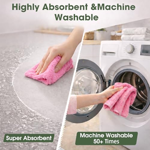 Microfiber Cleaning Cloth Roll - 100 Pack Tear Away Microfiber Paper Towels, Reusable, Washable, Scratch-Free, Kitchen Towels for Car, Home, Kitchen, Glass, Dishes(Pink) - color: Pink