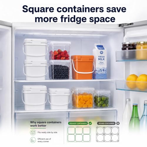 DEMORA 1Gallon Food Grade Square Plastic Bucket with Lid, Airtight Storage Container, Reusable Pail for Kitchen Food Water Ice Cream Household Use (White, 4Pcs) - color: White