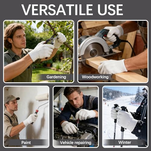 8pair unisex white cotton glove liners,string knit cloth men work safety gloves for gardening,warehouse,cooking,bbq - color: White Edging*8pairs