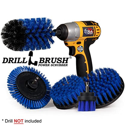 Grout Cleaner Kit - Bathroom Drill Brush Attachment Set - Household Cleaning Supplies - Shower Cleaner - Tub Scrubber - Toilet Brush - Spotless Tiles - Power Scrubbing Nylon Bristles - color: Blue