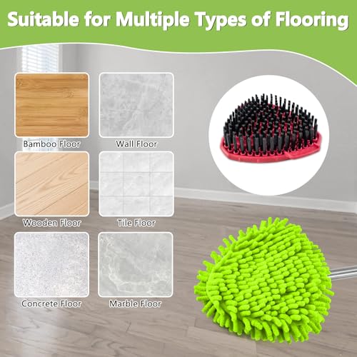 Chenille Mop Heads Replacements for Ocedar, Mop Replace Head for O Cedar Mops, Chenille Duster for O Cedar Easywring 1 Tank Spin Mops Includes 3 Pack Chenilles Pad Refills,2 Scrub Brush