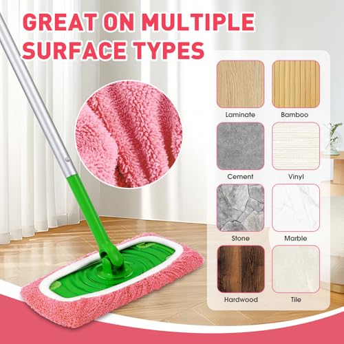 8Pcs Pink Reusable Mop Pads,Microfiber Mop Pads Compatible with Swiffer Sweeper, Dry Sweeping Cloths & Washable Wet Pads Refill for Floor - color: Pink-8 Pack