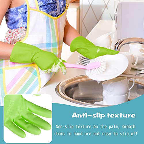 Rubber Reusable Gloves Long Household Dishwashing Gloves Kitchen Cleaning for Dishes Clean Gardening - color: Blue, Pink, Green, size: Large