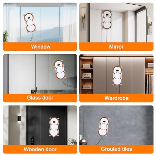 Automatic Window Cleaning Robot with Dual Spray & 3000Pa Suction, Smart Glass Cleaner for High-Rise & Hard-to-Reach Windows, Frameless Edge Detection, Anti-Drop Safety System APP Remote