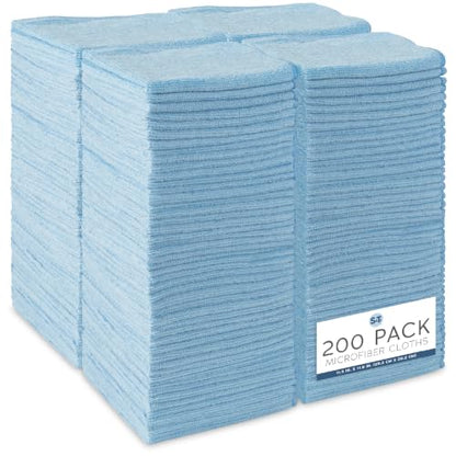 S&T INC. 200 Pack of Microfiber Cleaning Cloth, Bulk Microfiber Towel for Home, Reusable and Lint Free Cloth Towels for Car