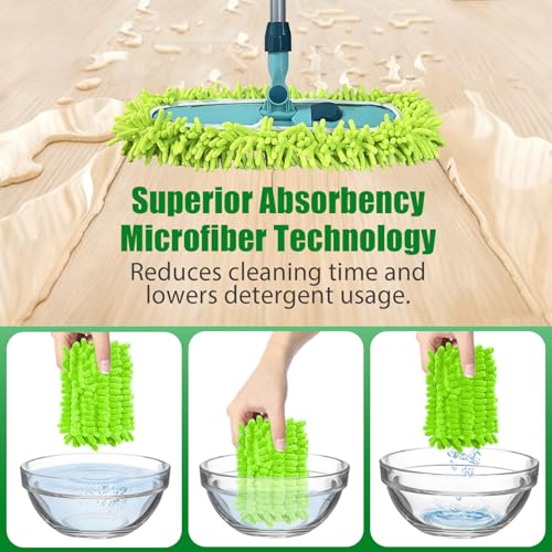 4PCS 14''~16'' Microfiber Dust Mop Pads Compatible with Leifheit 55210,Reusable Mop Refills,Replacent Wet Mopping Pad & Washable Dry Sweeping Cloths for Hardwood Floor/Tile/Marble Cleaning