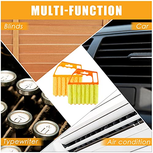 Geiserailie 2 Pcs Window Venetian Blind Cleaner Duster Tool Washable 7 Fingers Dusting Cleaner and Air Vent Shutter Brush Blinds Air Conditioner Fan Duster Dirt Housekeeping Tool (Orange Handle) - color: Orange Handle