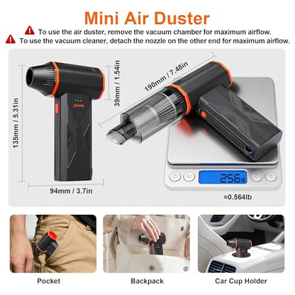 F32MAX Compressed Air Duster-150,000RPM Super Power Electric Air Duster and Vacuum Cleaner & Bag Vacuum Sealer 3-in-1，for PC Keyboard Cleaning, Car Interior Cleaning.