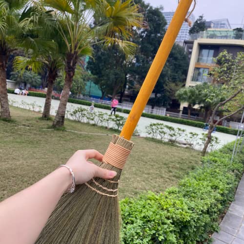 Handmade Whisk Sweeping Orange Broom - Vietnamese Straw Soft Broom - Brooms Decorative 12.2" Width, 28.35" Length - style: Orange
