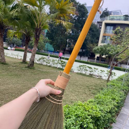 Handmade Whisk Sweeping Orange Broom - Vietnamese Straw Soft Broom - Brooms Decorative 12.2" Width, 28.35" Length - style: Orange