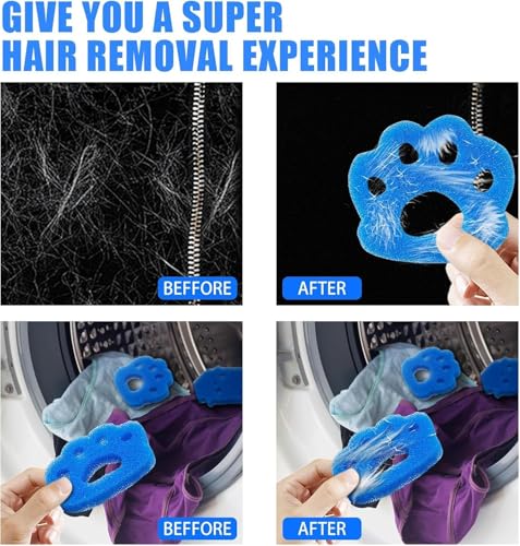 Reusable Pet Hair Remover, Effective Cat and Dog Hair Collector for Washing Machine and Dryer Fluff and Fur Remover for Clothing, Bedding, Safe and Durable, Fits All Fabrics (6)