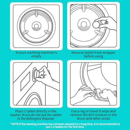 Y-Kelin Washing Machine Cleaner Tablets, 24 Pack - Up to 1 Year Supply, for HE Front & Top Load Washers, Septic Safe, Removes Odors & Residue, Fresh Scent