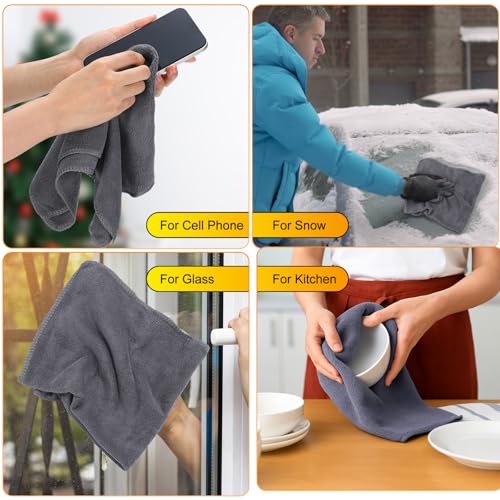 Nuenen Microfiber Cleaning Cloths for Cars 16 x 16 Inch Ultra Absorbent Car Towels Drying Reusable Cleaning Supplies House Kitchen Window Microfiber Towel (Gray,60 Pcs) - color: Gray
