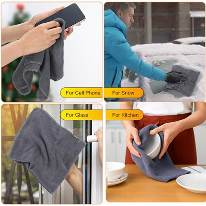 Nuenen Microfiber Cleaning Cloths for Cars 16 x 16 Inch Ultra Absorbent Car Towels Drying Reusable Cleaning Supplies House Kitchen Window Microfiber Towel (Gray,60 Pcs) - color: Gray