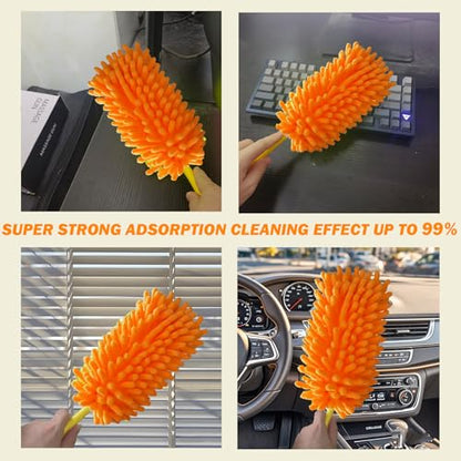 Reusable Duster for Swiffer, 6 Refills + 1 Handle, Orange | 360 Heavy Duty Duster Refill, Compatible with Swiffer Hand Dusters, For Dusting Furniture, Blinds, Ceiling Fans, Walls - size: 6 dusters + 1 Handle Orange