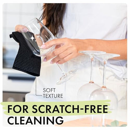 SUPERSCANDI 5 Pack Swedish Dishcloths for Kitchen - 100% Biodegradable & Compostable | Reusable Paper Towels Washable, Food-Safe & Without Plastic - Dish Rags Suitable for Any Surface | Premium, Black - color: Premium, Black
