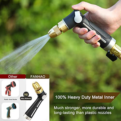 FANHAO Garden Hose Nozzle with High Pressure Jet, 100% Heavy Duty Metal Water Hose Sprayer, Thumb Flow Control, On Off Valve, Adjustable Spray Patterns for Garden Watering, Car and Pet Washing - color: Black