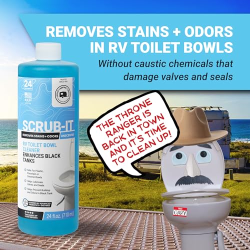 Unique Scrub-It RV Toilet Bowl Cleaner Liquid – RV Toilet Cleaner for Rimless RV Toilets, Squirt Top, Removes Stains & Odors (24 oz) Amazon Exclusive Packaging - size: 24 Fl Oz (Pack of 1)