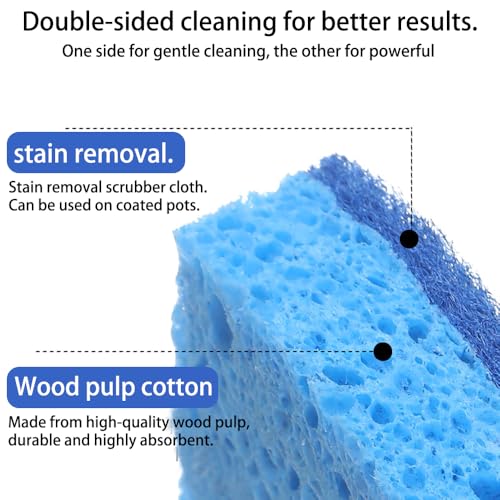 4 Pack Non-Scratch Scrub Sponges, Long Lasting Heavy Duty Kitchen Cleaning Sponges, Kitchen Sponges for Cleaning Home, Dishes and Bathroom & More