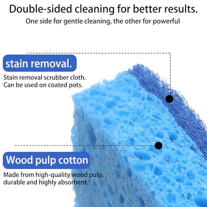 4 Pack Non-Scratch Scrub Sponges, Long Lasting Heavy Duty Kitchen Cleaning Sponges, Kitchen Sponges for Cleaning Home, Dishes and Bathroom & More