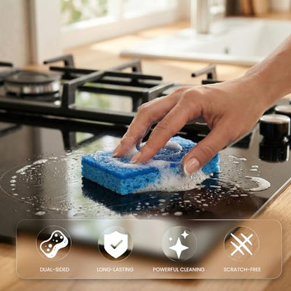 Metflavor Kitchen Sponges, 6 Count, Non-Scratch Scrub Sponge, Dual Sided Cleaning Sponges for Dishes, Kitchen, Bathroom - size: 6 Pack