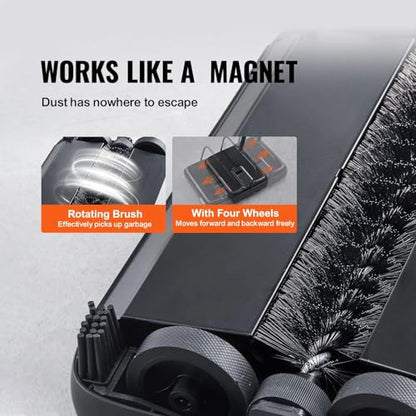 Carpet Sweeper Cleaner, 7.87 in Sweeping Paths, Manual Floor Sweeper, 300 ml Dustbin Capacity with Comb for Home Office Rugs Hardwood Surfaces Wood Floors Laminate, Cleans Dust Pet Hair