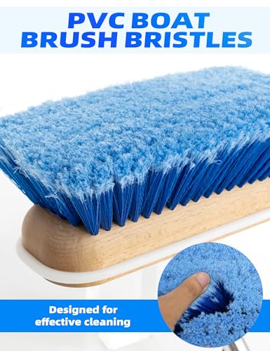 BLUEWING 8in Deck Brush Head with Soft/Medium/Hard Bristle Marine Scrubbing Washing Outdoor Boat Cleaning Tools - color: Blue, style: Soft