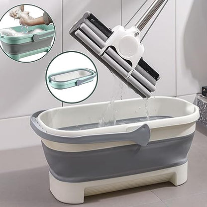 Generic 17L/4.2 Gallon Plastic Bucket, 2024 New Foldable Mop Bucket Laundry Basket with Handle, Portable Water Pail Space-Saving Bucket for House Cleaning, Camping, Fishing, Gray
