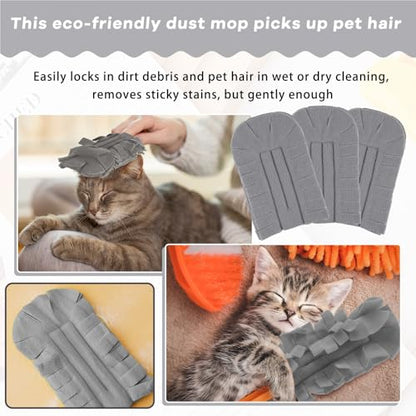 Zubebe 6 Pcs Duster Refill Reusable Fleece Duster Refills Feather Flat Dusters Multi Surface Washable Cleaning Pads Tools for Home, Blinds, Car, Pet, Furniture, Fans (Grey) - color: Gray