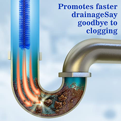 2 Pcs Drain Cleaner Brush 15 Inches Extra Long Handle Scrub Cleaner Bottle Brush for Cleaning Drain Brush Household Cleaning Brushes for Tube, Kitchen, Pipes, Dishwasher, Drains