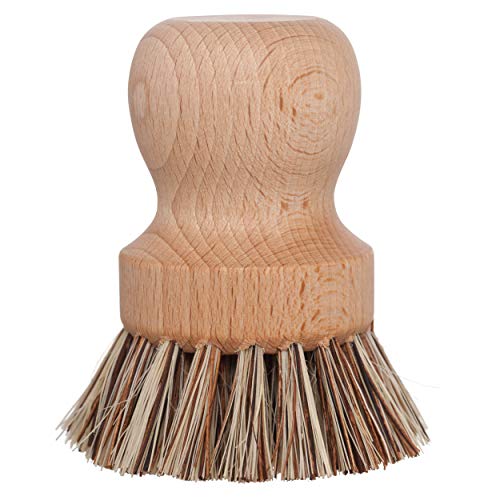 Redecker Pot Brush, Union Fiber, 2-Pack Heavy Duty Scrub Brushes for Pots, Cast Iron & Baked-On Residue, Beechwood, 2.6-Inch Round, Made in Germany - size: Set of 2