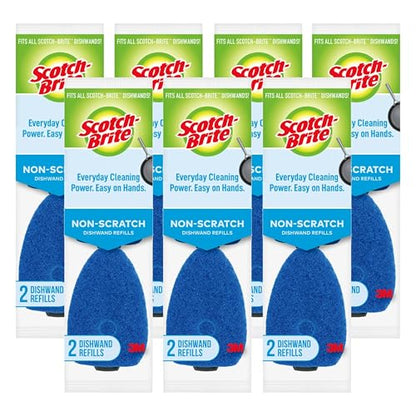 Scotch-Brite Non-Scratch Dishwand Refill, 14 Dish Wand Sponge Refills, Removes Stuck-on Food, Best for Nonstick Pots and Pans, Glass, Tubs & Showers, Fits All Scotch Brite Dishwands - size: 14 Refill Pads