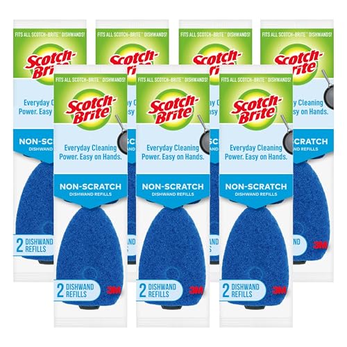 Scotch-Brite Non-Scratch Dishwand Refill, 14 Dish Wand Sponge Refills, Removes Stuck-on Food, Best for Nonstick Pots and Pans, Glass, Tubs & Showers, Fits All Scotch Brite Dishwands - size: 14 Refill Pads