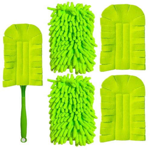 4Pack Reusable Duster Compatible with Swiffer (Handle is Not Included) Microfiber 360 Heavy Duty Dusters Refills Washable Duster Pads for Cleaning Ceiling Fan Window