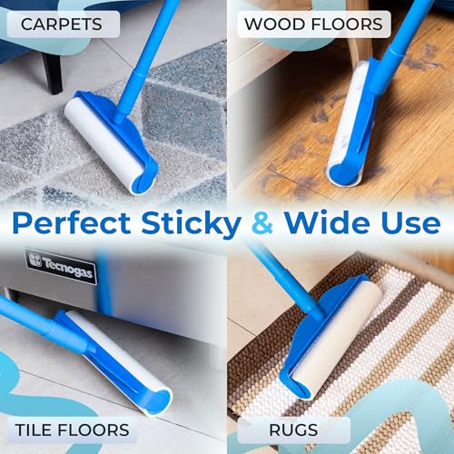 PetLovers Large Lint Roller with 3 Refills – 360 Total Sheets for Tackling Pet Hair, Extra Large Floor and Carpet Roller for Homes with Pets, Perfect for Floors, Furniture, and Loving Pet Owners - size: 4 Pack Floor Roller
