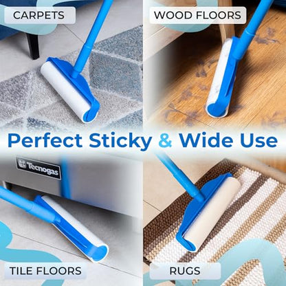 PetLovers Large Lint Roller with 3 Refills – 360 Total Sheets for Tackling Pet Hair, Extra Large Floor and Carpet Roller for Homes with Pets, Perfect for Floors, Furniture, and Loving Pet Owners - size: 4 Pack Floor Roller