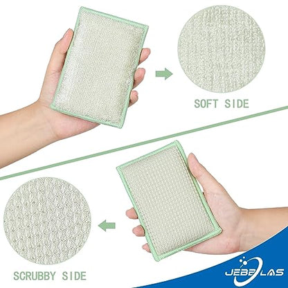 JEBBLAS 8Pack Bamboo Natural Kitchen Sponges Dish Sponge Cleaning Sponge Heavy Duty Scrub Sponge for Cleaning Kitchen and Household Pink - color: Pink