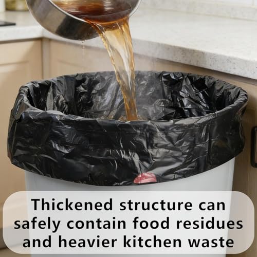 20 PCS/Ultra Large Size Trash Bags Thickened Leak-proof Waste Bag Tear-resistant Drawstring PE Waste Bag, 61 * 70cm, Black - color: Black