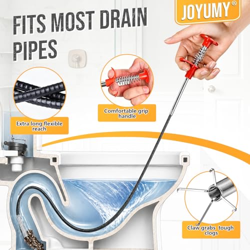 10PCS Drain Snake Kit, 63" Heavy Duty Plumbing Auger, 60" Sink Snake Brush, 20" Clog Remover, 18" Cleaning Brush with Gloves, Pipe Cleaner for Kitchen Sink, Bathtub, Toilet, Sewer Drainage - style: Pack of 10PCS