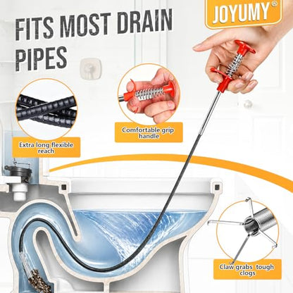 10PCS Drain Snake Kit, 63" Heavy Duty Plumbing Auger, 60" Sink Snake Brush, 20" Clog Remover, 18" Cleaning Brush with Gloves, Pipe Cleaner for Kitchen Sink, Bathtub, Toilet, Sewer Drainage - style: Pack of 10PCS
