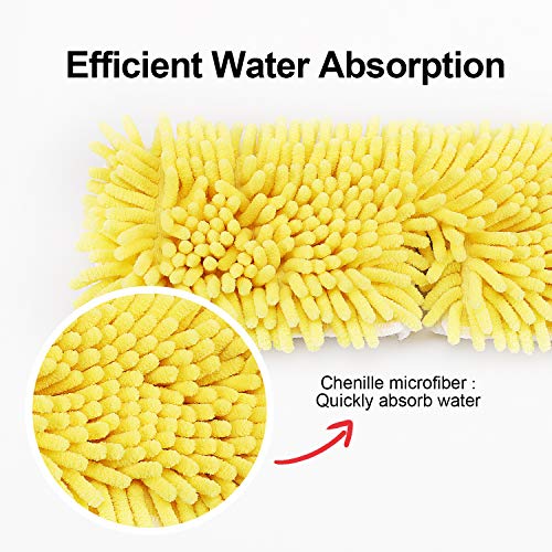 AKOMA Dual Sided Dust Mop, Flip Head Dry and Wet Mops for Floor Cleaning, with 2 Washable Microfiber Pads Mopping for Home Office Bathroom Hardwood Tile Floor,Yellow Cleaner Tools