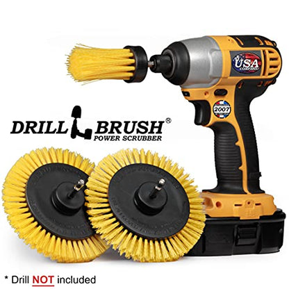 Tile and Grout Cleaning Drill Brush Set - 3 pack Drill Brush Power Scrubber Cleaning Brush Yellow Medium Stiffness - Shower Floor Scrub Brush for Drill - Bathroom Scrub Brush for Drill - Crevice Brush - color: Yellow