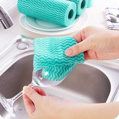 Disposable Kitchen Cleaning Towel Disposable Dish Cloths, Reusable Wipes Heavy Duty Cleaning Rags for Kitchen, Bathroom, Household,50 Count Green - color: Green