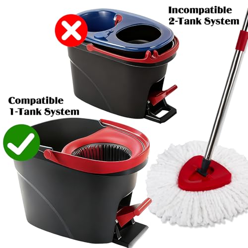 Spin Mop Replacement Set for O-Ceda EasyWring 1-Tank System, 16 Microfiber Spin Mops Refills,1 Scrubber Head,1 Triangle Spin Base,and(31-63in) Adjustable Handle Set Combo - size: White-16P