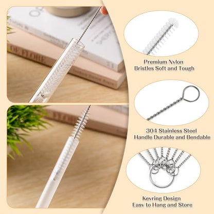 Bottle Brush Cleaning Set Includes 4 Straw Cleaning Brushes, 2 3-in-1 Multi-Function Portable Travel Cup Lid Crevice Brushes, Straw Brushes, and Household Kitchen Cleaning Tools - color: 4 White Brushes 1 Yellow Brush 1 Purple Brush