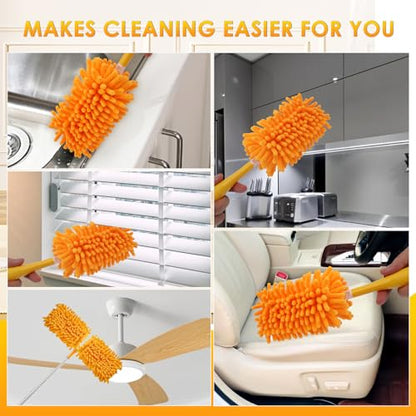 Redones Dusters for Swiffer - Reusable Duster Refill Compatible with Swiffer Hand Duster(8 Pack+1Handle), 360 Heavy Duty Dusters Refills - size: 8PCS+1Handle