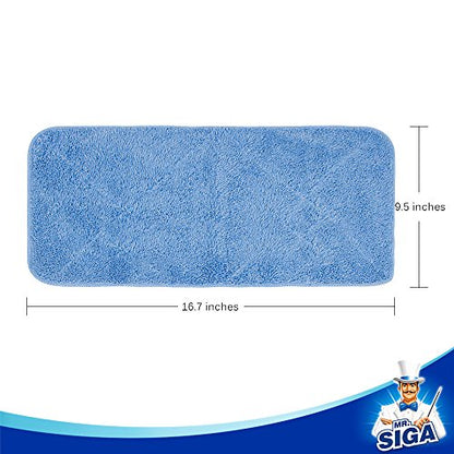 MR.SIGA Professional Microfiber Mop Refills, Pack of 3, Size: 42cm X 23cm - color: Blue - Mop Pad Refills