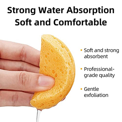 60-Count Compressed Facial Sponges|100% Natural Kickleen Cellulose Cosmetic Spa Sponges for Daily Facial Cleansing|Makeup and Mask Removal | Exfoliating | Skin Massage | Pore Exfoliation (Yellow) - color: Yellow