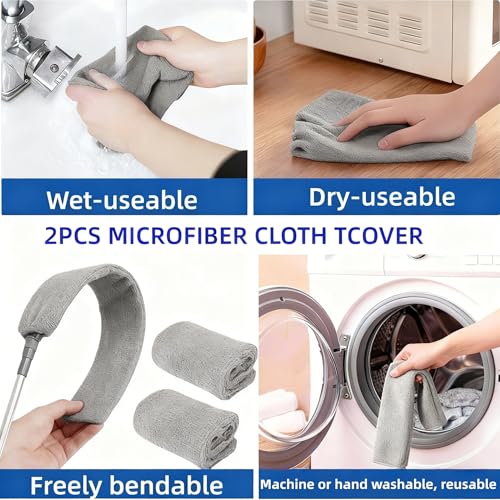 Retractable Gap Dust Cleaner with 30-100 Feet Extendable Long Handle and 2 Microfiber Dusting Cloths, Cleaning Duster for Under Appliance Refrigerator Furniture Sofa Bed (Gray) - color: Gray